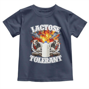 Funny Lactose Tolerant Toddler T Shirt Retro Pro-Dairy Ironic Cringe Meme TS02 Navy Print Your Wear