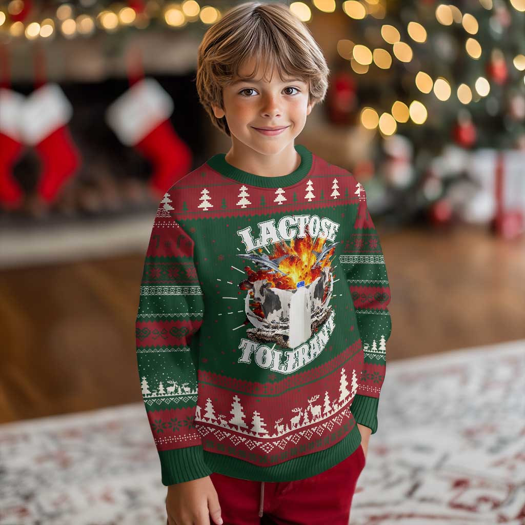 Funny Lactose Tolerant Knit Sweatshirt Retro Pro-Dairy Ironic Cringe Meme TS02 Christmas Print Your Wear
