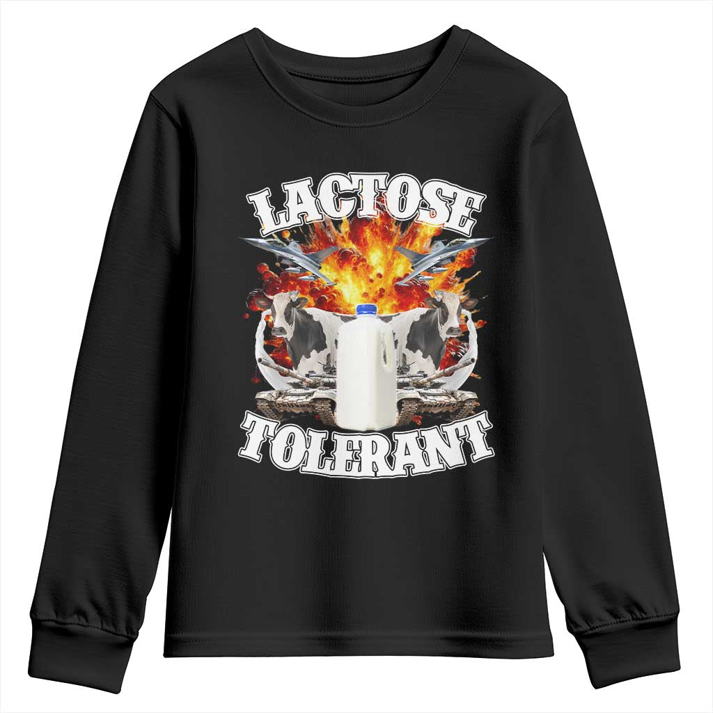 Funny Lactose Tolerant Youth Sweatshirt Retro Pro-Dairy Ironic Cringe Meme TS02 Black Print Your Wear