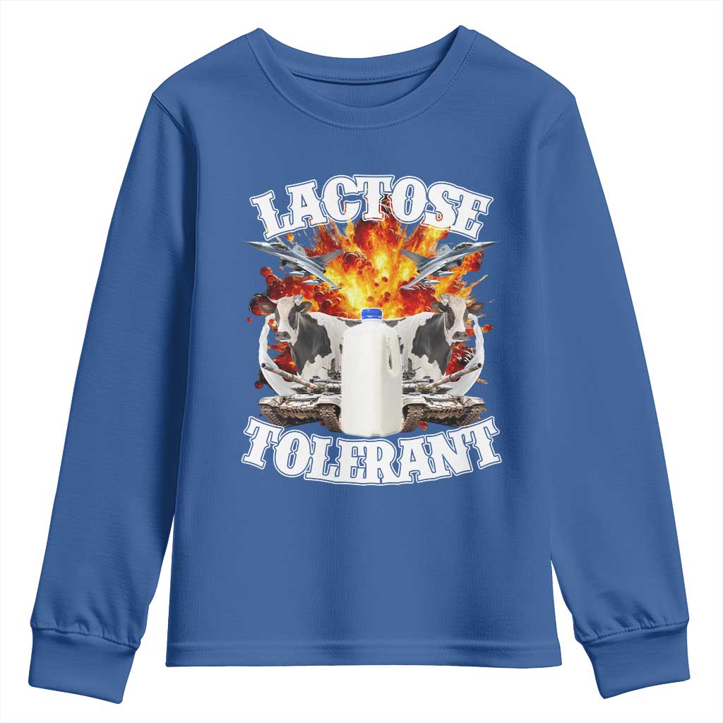 Funny Lactose Tolerant Youth Sweatshirt Retro Pro-Dairy Ironic Cringe Meme TS02 Royal Blue Print Your Wear