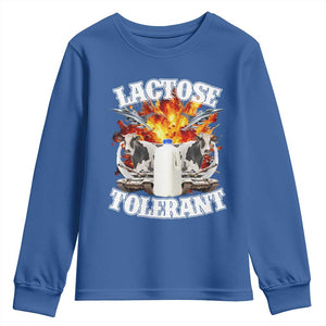 Funny Lactose Tolerant Youth Sweatshirt Retro Pro-Dairy Ironic Cringe Meme TS02 Royal Blue Print Your Wear