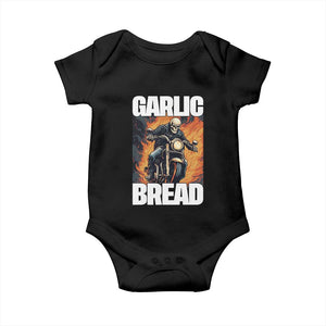 Skeleton Meme Baby Onesie Garlic Bread Flaming Biker On Fire Funny Edgy Hard Cringe TS02 Black Print Your Wear