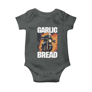 Skeleton Meme Baby Onesie Garlic Bread Flaming Biker On Fire Funny Edgy Hard Cringe TS02 Dark Heather Print Your Wear