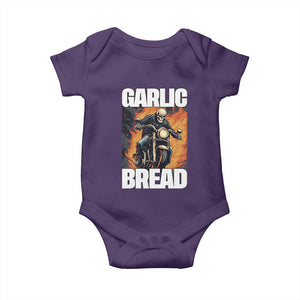 Skeleton Meme Baby Onesie Garlic Bread Flaming Biker On Fire Funny Edgy Hard Cringe TS02 Purple Print Your Wear