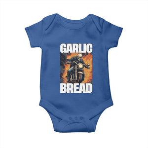 Skeleton Meme Baby Onesie Garlic Bread Flaming Biker On Fire Funny Edgy Hard Cringe TS02 Royal Blue Print Your Wear