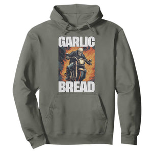 Skeleton Meme Hoodie Garlic Bread Flaming Biker On Fire Funny Edgy Hard Cringe TS02 Military Green Print Your Wear