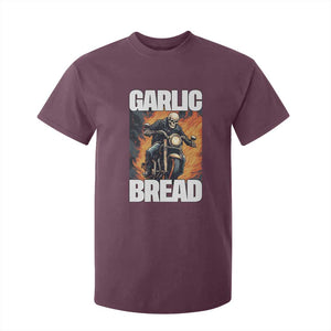 Skeleton Meme T Shirt For Kid Garlic Bread Flaming Biker On Fire Funny Edgy Hard Cringe TS02 Maroon Print Your Wear