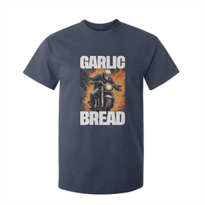 Skeleton Meme T Shirt For Kid Garlic Bread Flaming Biker On Fire Funny Edgy Hard Cringe TS02 Navy Print Your Wear