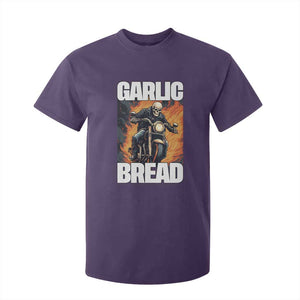 Skeleton Meme T Shirt For Kid Garlic Bread Flaming Biker On Fire Funny Edgy Hard Cringe TS02 Purple Print Your Wear