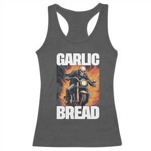 Skeleton Meme Racerback Tank Top Garlic Bread Flaming Biker On Fire Funny Edgy Hard Cringe TS02 Dark Heather Print Your Wear