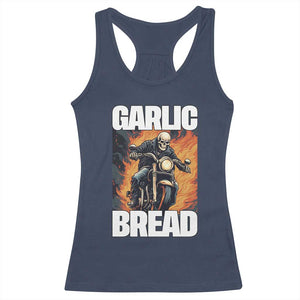 Skeleton Meme Racerback Tank Top Garlic Bread Flaming Biker On Fire Funny Edgy Hard Cringe TS02 Navy Print Your Wear