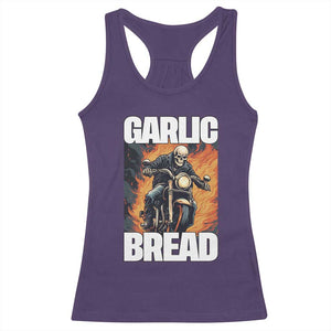 Skeleton Meme Racerback Tank Top Garlic Bread Flaming Biker On Fire Funny Edgy Hard Cringe TS02 Purple Print Your Wear