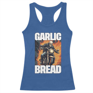 Skeleton Meme Racerback Tank Top Garlic Bread Flaming Biker On Fire Funny Edgy Hard Cringe TS02 Royal Blue Print Your Wear