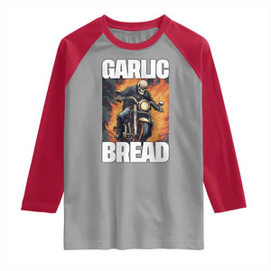 Skeleton Meme Raglan Shirt Garlic Bread Flaming Biker On Fire Funny Edgy Hard Cringe TS02 Sport Gray Red Print Your Wear