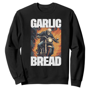 Skeleton Meme Sweatshirt Garlic Bread Flaming Biker On Fire Funny Edgy Hard Cringe TS02 Black Print Your Wear