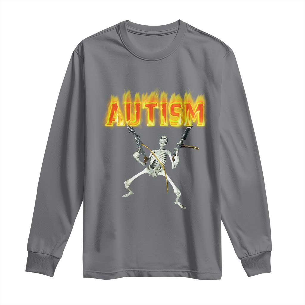 Autism Skeleton Long Sleeve Shirt Funny Oddly Specific Dank Meme TS02 Charcoal Print Your Wear