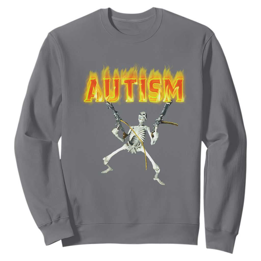 Autism Skeleton Sweatshirt Funny Oddly Specific Dank Meme TS02 Charcoal Print Your Wear
