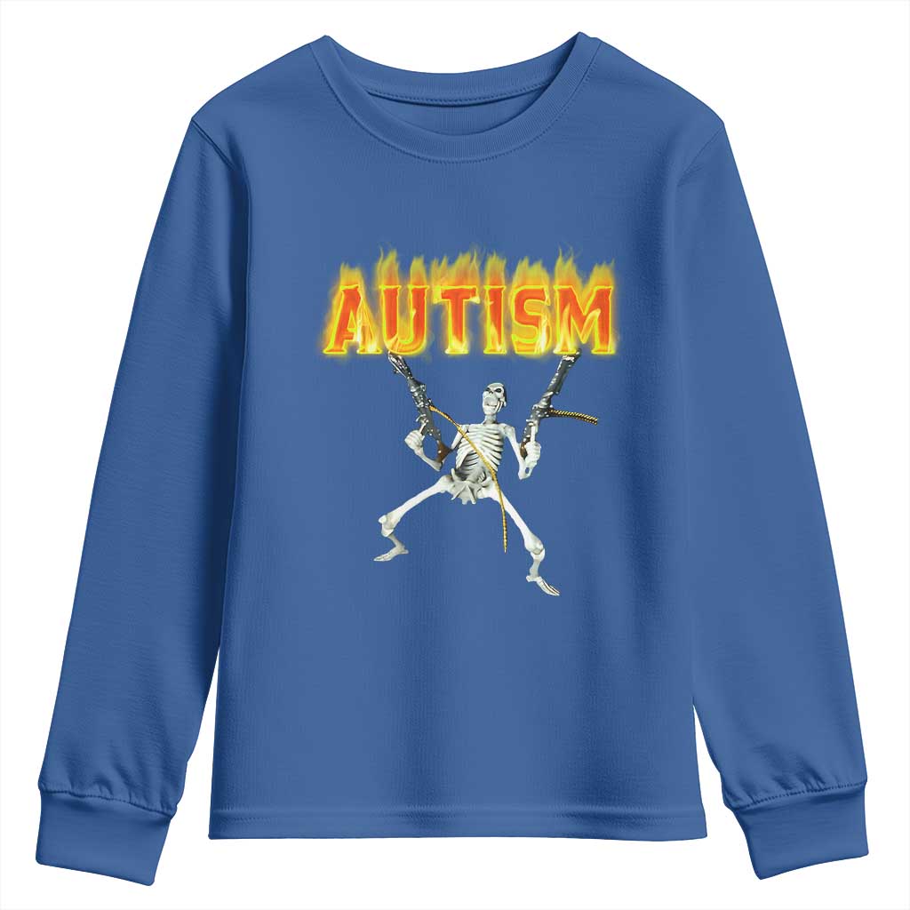 Autism Skeleton Youth Sweatshirt Funny Oddly Specific Dank Meme TS02 Royal Blue Print Your Wear