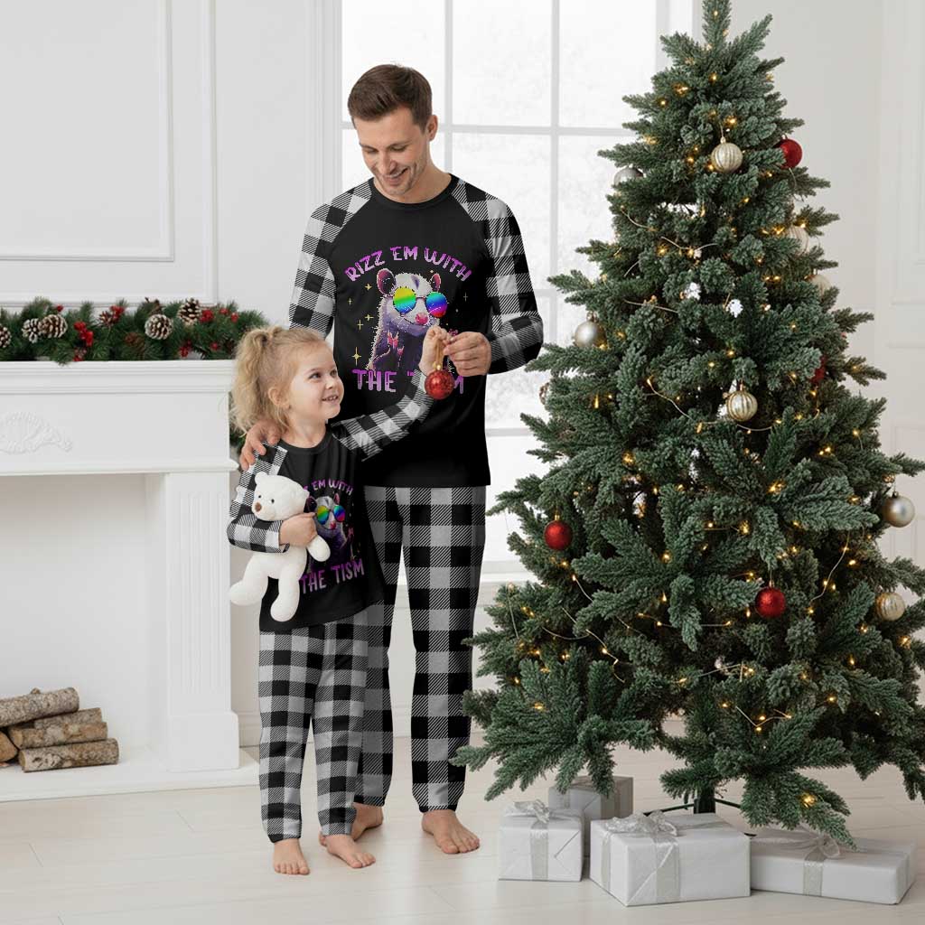 Funny Autism Opossum Plaid Pajama Set Rizz Em With The Tism Meme Autistic TS02 White Plaid Print Your Wear