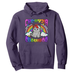 Chlamydia Survivor Cat Meme Hoodie Funny Y2K Inappropriate Humor TS02 Purple Print Your Wear