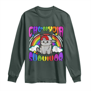 Chlamydia Survivor Cat Meme Long Sleeve Shirt Funny Y2K Inappropriate Humor TS02 Dark Forest Green Print Your Wear