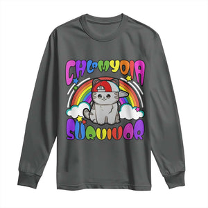 Chlamydia Survivor Cat Meme Long Sleeve Shirt Funny Y2K Inappropriate Humor TS02 Dark Heather Print Your Wear