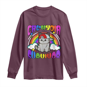 Chlamydia Survivor Cat Meme Long Sleeve Shirt Funny Y2K Inappropriate Humor TS02 Maroon Print Your Wear