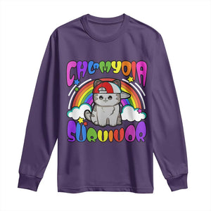 Chlamydia Survivor Cat Meme Long Sleeve Shirt Funny Y2K Inappropriate Humor TS02 Purple Print Your Wear