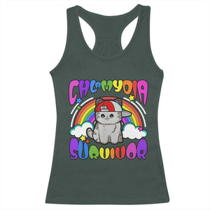 Chlamydia Survivor Cat Meme Racerback Tank Top Funny Y2K Inappropriate Humor TS02 Dark Forest Green Print Your Wear