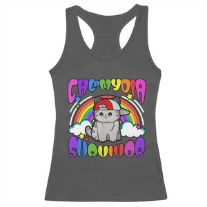 Chlamydia Survivor Cat Meme Racerback Tank Top Funny Y2K Inappropriate Humor TS02 Dark Heather Print Your Wear