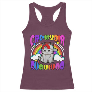 Chlamydia Survivor Cat Meme Racerback Tank Top Funny Y2K Inappropriate Humor TS02 Maroon Print Your Wear