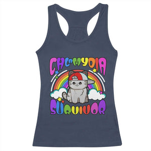 Chlamydia Survivor Cat Meme Racerback Tank Top Funny Y2K Inappropriate Humor TS02 Navy Print Your Wear