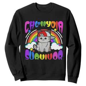 Chlamydia Survivor Cat Meme Sweatshirt Funny Y2K Inappropriate Humor TS02 Black Print Your Wear