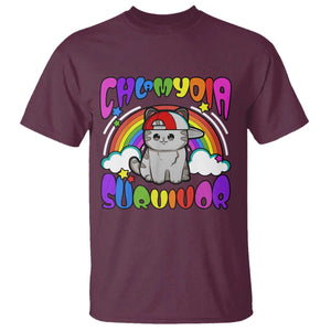 Chlamydia Survivor Cat Meme T Shirt Funny Y2K Inappropriate Humor TS02 Maroon Print Your Wear