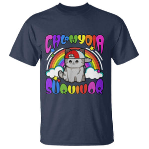 Chlamydia Survivor Cat Meme T Shirt Funny Y2K Inappropriate Humor TS02 Navy Print Your Wear