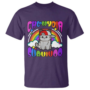 Chlamydia Survivor Cat Meme T Shirt Funny Y2K Inappropriate Humor TS02 Purple Print Your Wear