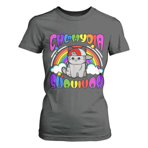 Chlamydia Survivor Cat Meme T Shirt For Women Funny Y2K Inappropriate Humor TS02 Dark Heather Print Your Wear