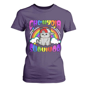 Chlamydia Survivor Cat Meme T Shirt For Women Funny Y2K Inappropriate Humor TS02 Purple Print Your Wear