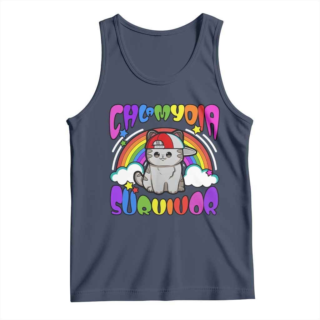 Chlamydia Survivor Cat Meme Tank Top Funny Y2K Inappropriate Humor TS02 Navy Print Your Wear