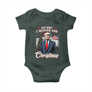 Christmas Trump Baby Onesie Got What I Wanted For Xmas 2024 President American Flag TS02 Dark Forest Green Print Your Wear