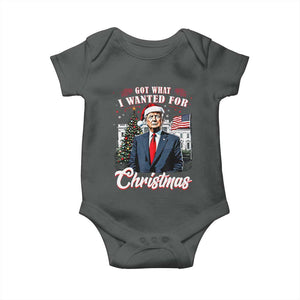 Christmas Trump Baby Onesie Got What I Wanted For Xmas 2024 President American Flag TS02 Dark Heather Print Your Wear