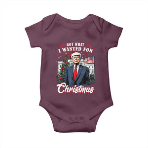 Christmas Trump Baby Onesie Got What I Wanted For Xmas 2024 President American Flag TS02 Maroon Print Your Wear