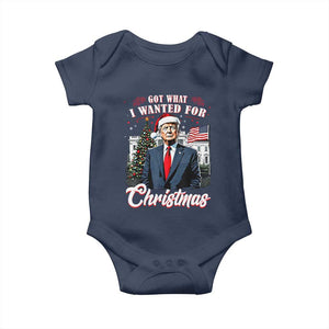 Christmas Trump Baby Onesie Got What I Wanted For Xmas 2024 President American Flag TS02 Navy Print Your Wear