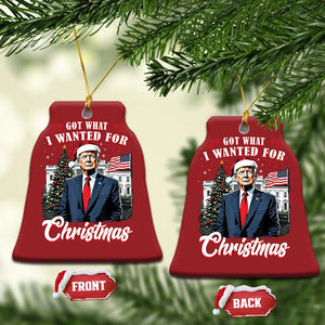 Xmas Trump Christmas Ornament Got What I Wanted Fot Xmas 2024 President American Flag TS02 Bell Flake Red Print Your Wear