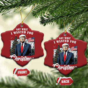 Xmas Trump Christmas Ornament Got What I Wanted Fot Xmas 2024 President American Flag TS02 Snow Flake Red Print Your Wear