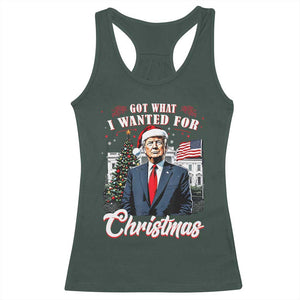 Christmas Trump Racerback Tank Top Got What I Wanted For Xmas 2024 President American Flag TS02 Dark Forest Green Print Your Wear