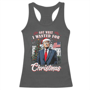 Christmas Trump Racerback Tank Top Got What I Wanted For Xmas 2024 President American Flag TS02 Dark Heather Print Your Wear