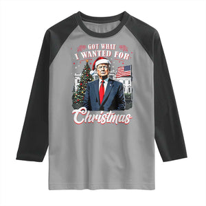 Christmas Trump Raglan Shirt Got What I Wanted Fot Xmas 2024 President American Flag TS02 Sport Gray Black Print Your Wear