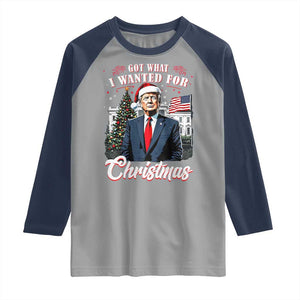 Christmas Trump Raglan Shirt Got What I Wanted Fot Xmas 2024 President American Flag TS02 Sport Gray Navy Print Your Wear