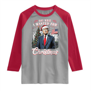 Christmas Trump Raglan Shirt Got What I Wanted Fot Xmas 2024 President American Flag TS02 Sport Gray Red Print Your Wear